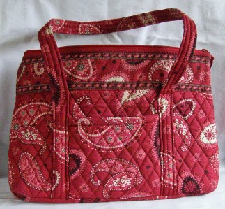 Vera Bradley Retired Mesa Red Quilted Paisley Large Purse Tote Handbag