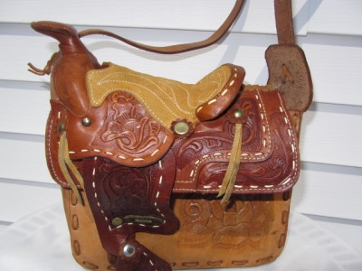 Vintage Leather Saddle Bags on Vintage Tooled   Stitched Leather Country Western Horse Saddle Bag