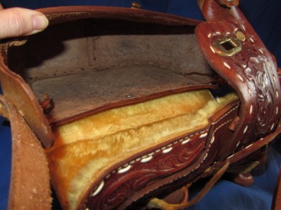 Vintage Leather Saddle Bags on Vintage Tooled Stitched Leather Country Western Horse Saddle Bag