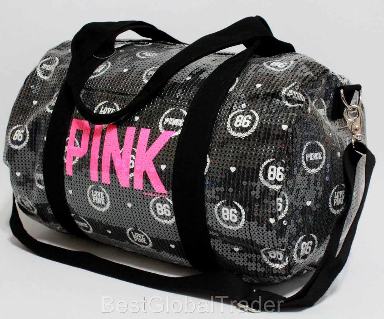 Victorias Secret Love PINK Bling Sequins DUFFLE Travel Luggage Tote