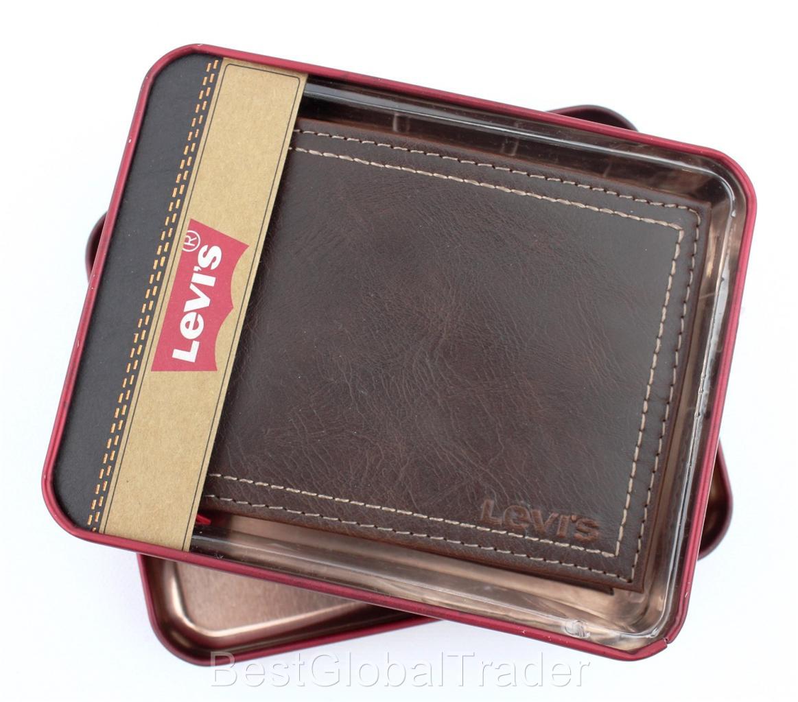 Levi's brown leather wallet clearance
