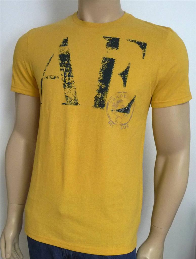 American-Eagle-Outfitters-AEO-Fade-Logo-Tee-Mens-Gold-Vintage-Fit-T ...