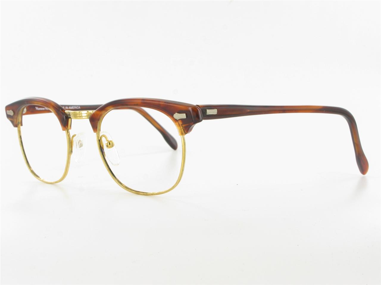 NORMAN ROCKWELL Brown Tortoise Gold Clubman Eyeglass ...