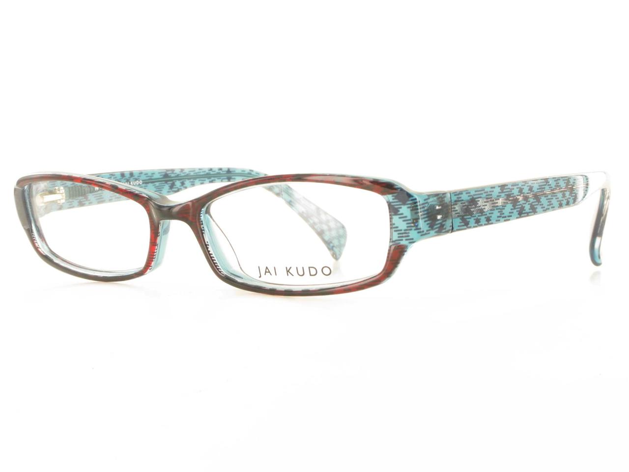 JAI KUDO 1782 Funky Unique Womens Plastic Rectangular Turquoise Brown Eyeglasses