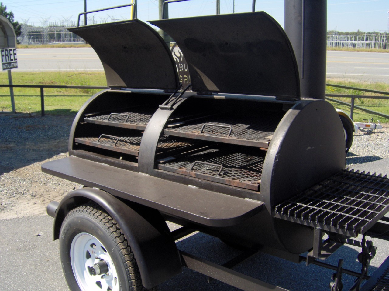 BBQ PIT SMOKER charcoal trailer Concession Grill USED eBay