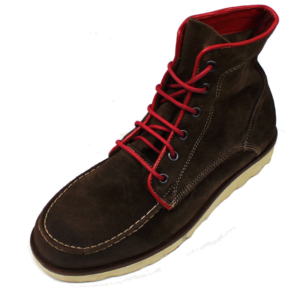 Zara Man Men 039 s Brown Suede Shoes Dress Casual Red Shoelace High ...
