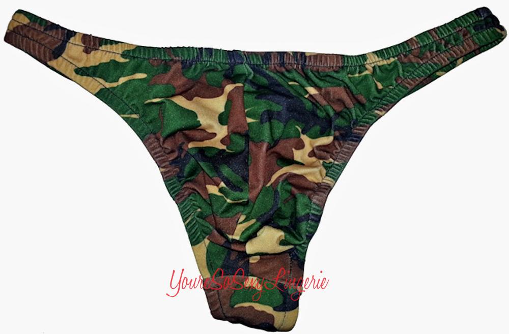 SeXy MENS CAMO PRINT THONG Comfortable Underwear CAMOUFLAGE Briefs ARMY