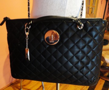 DKNY QUILTED NAPPA BLACK LEATHER SILVER CHAIN STRAP SHOULDER/CROSSBODY DUST BAG | eBay