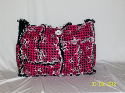 Pink Tote on Hot Pink Black Goth Punk Skull Rag Quilt Diaper Bag Tote Purse Ebay