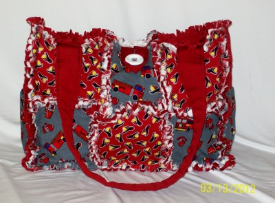 Nice Diaper Bags on Fire Truck Red Gray Rag Quilt Diaper Bag Tote Purse New   Ebay