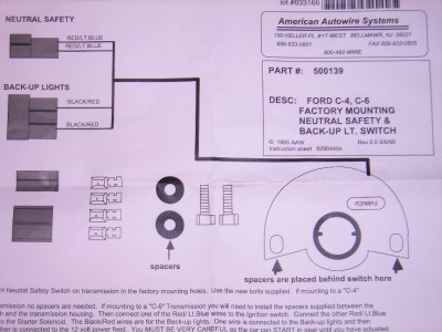 American Autowire Ford Mercury Lincoln C4 C6 Neutral Safety Light