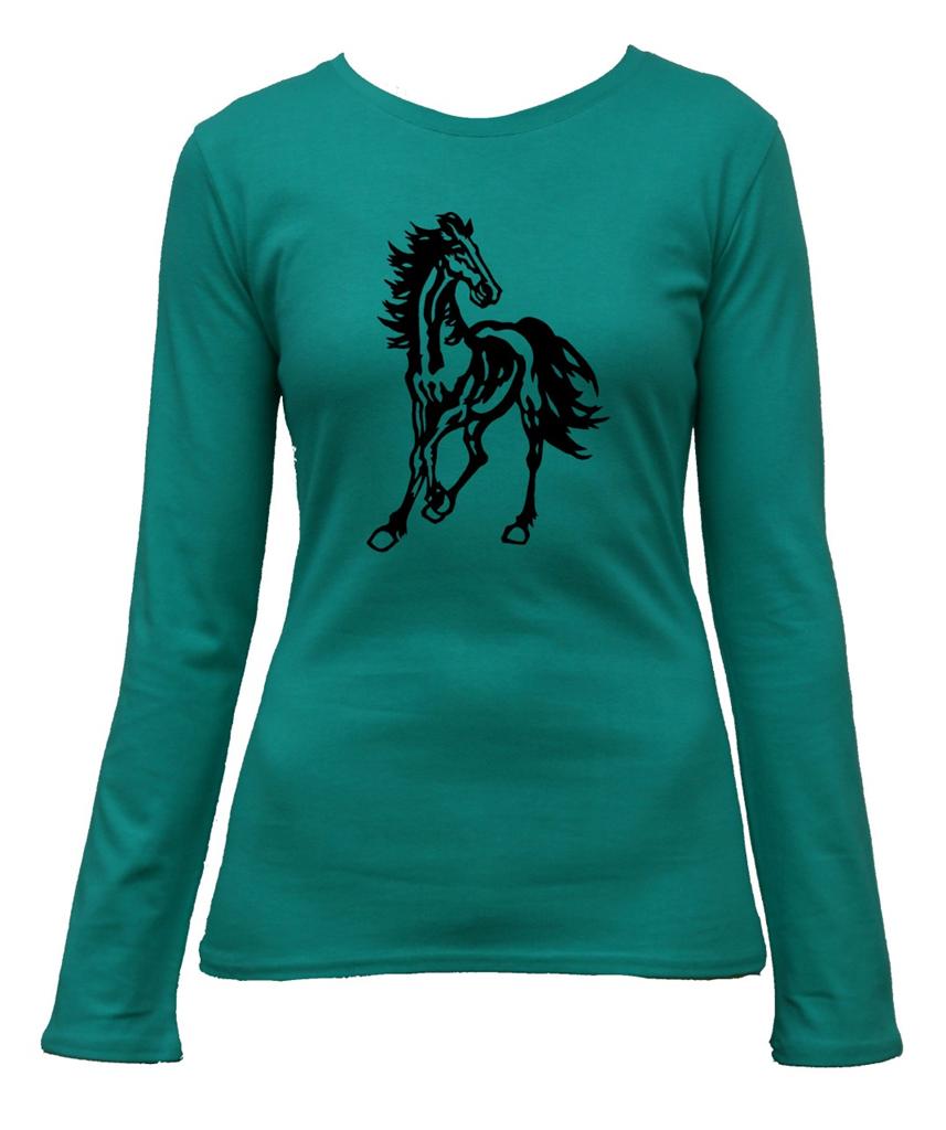 Horse Stallion pony Designs TShirt Size Singlet Ladies Women's long sleeve top eBay