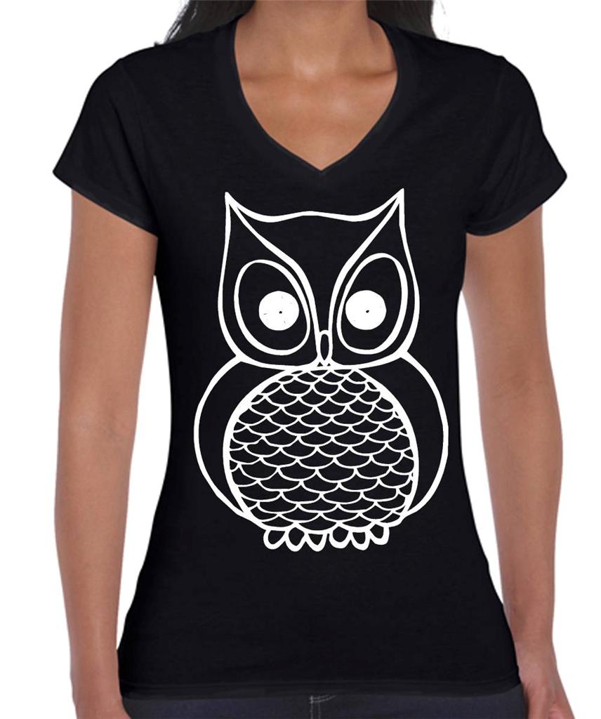 Owl T Shirt Singlet Ladies Women's T Shirts Owls Scoop V Neck Hoodie