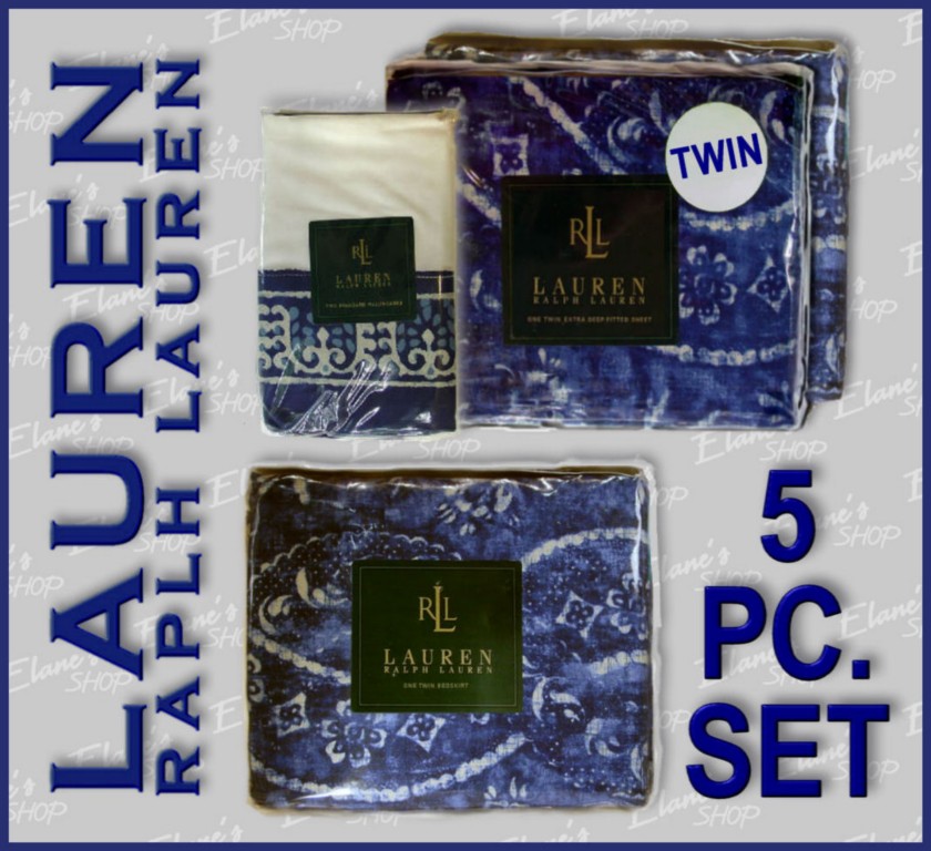 Ralph LAUREN Seychelles Twin Bedskirt & Sheet Set 5-pcs