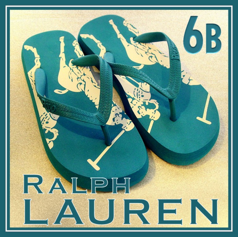 Ralph LAUREN POLO Pony Flip-Flops SANDALS Womens 6 B