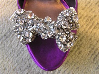 Steve Madden Bridal Shoes on Nib Steve Madden Luvly Peep Toe Pump Sandals Crystal Bow Shoes Purple