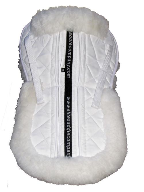White Half Numnah Saddle Pad with Removable Shims 100 Sheepskin