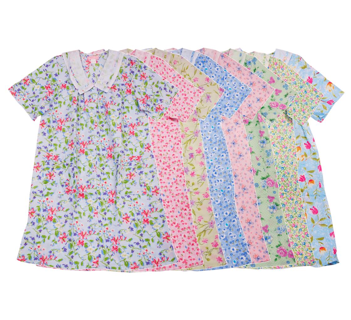Women's Floral Printed Cotton Housecoat Dusters Robes 1005 M L XL 2X