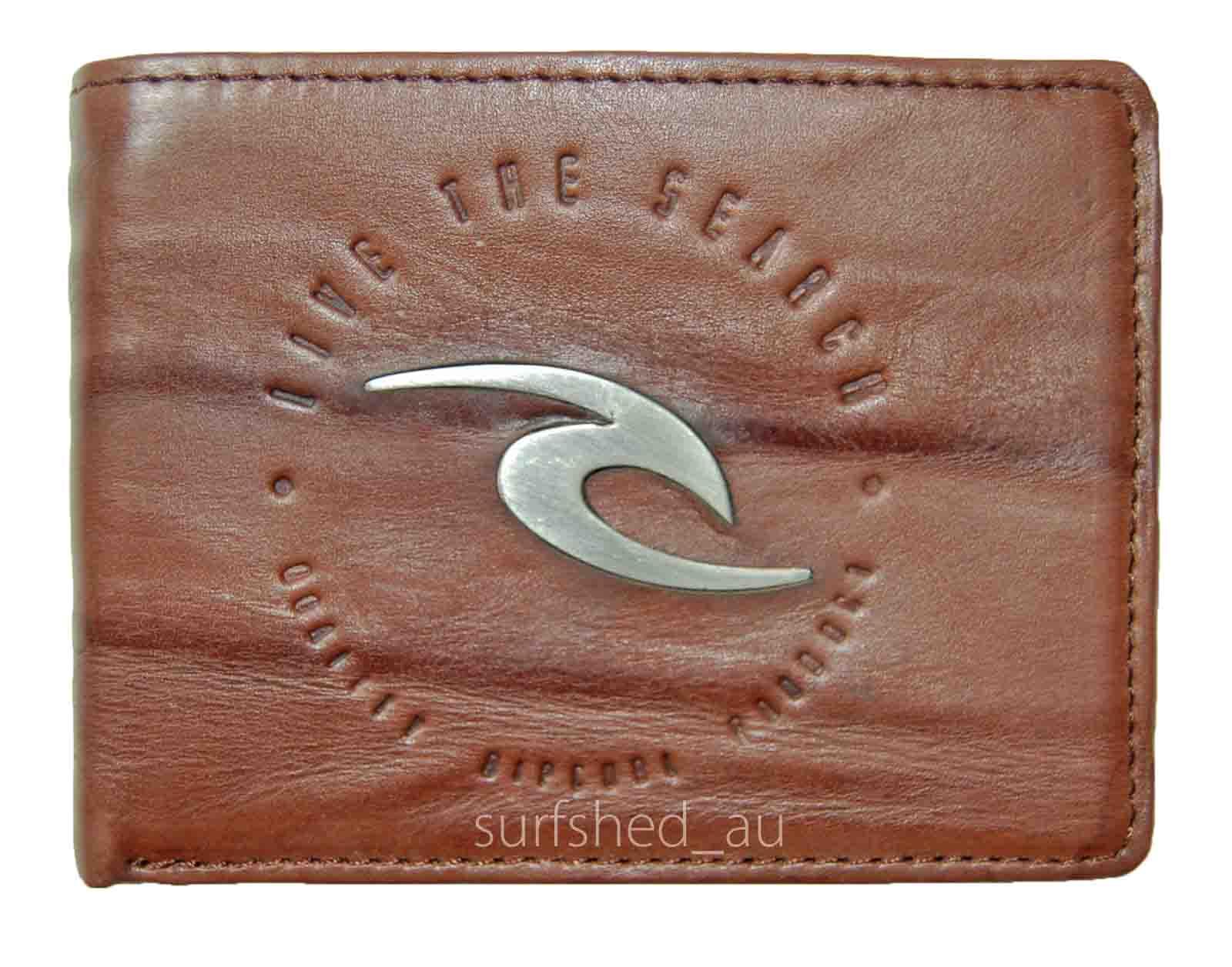Rip Curl TRADEMARK Brown Mens Boys GENUINE LEATHER Wallet MONEY CLIP New in Box - Picture 1 of 1