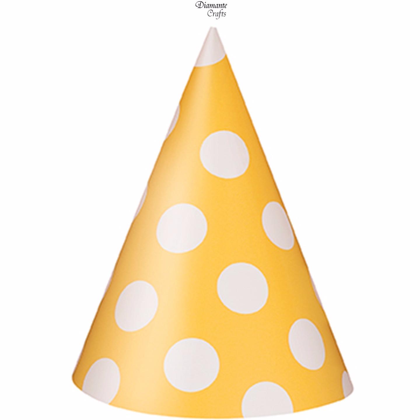 Party Hats Cone Polka Dot Spot Pack 8 Party Birthday Celebration