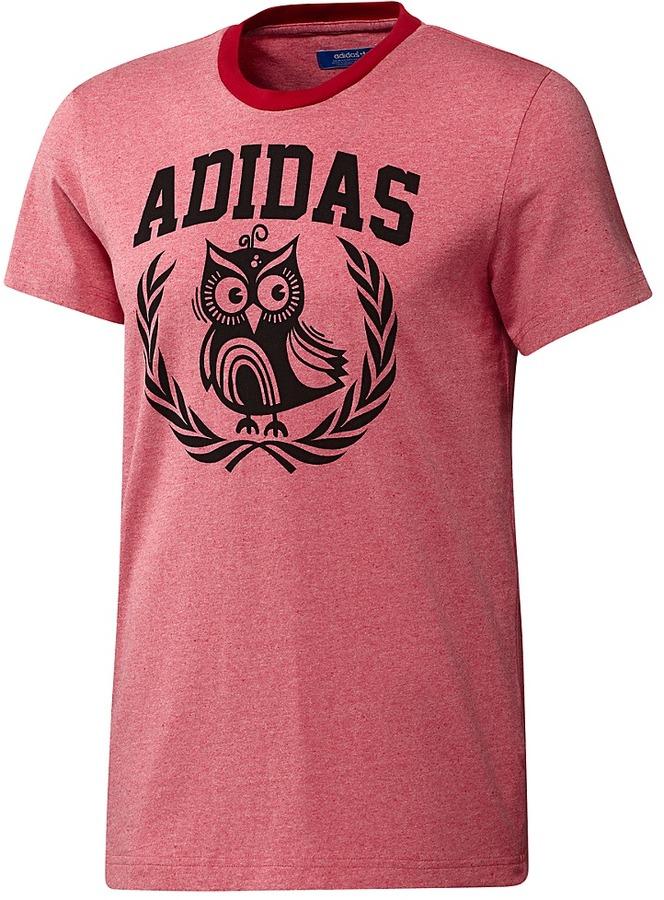 Mens Adidas Red College Ivy League Owl Graphic Tee Slim Fit Athletic T