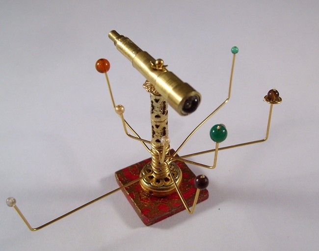 Miniature Medieval Movable Orrery and Telescope Ooak Dollhouse Mini