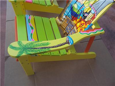  Adirondack Chair Handcrafted Hand Painted Parrot Shark Margarita