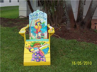 Adirondack Footstool Handcrafted Hand Painted Parrot Margarita eBay