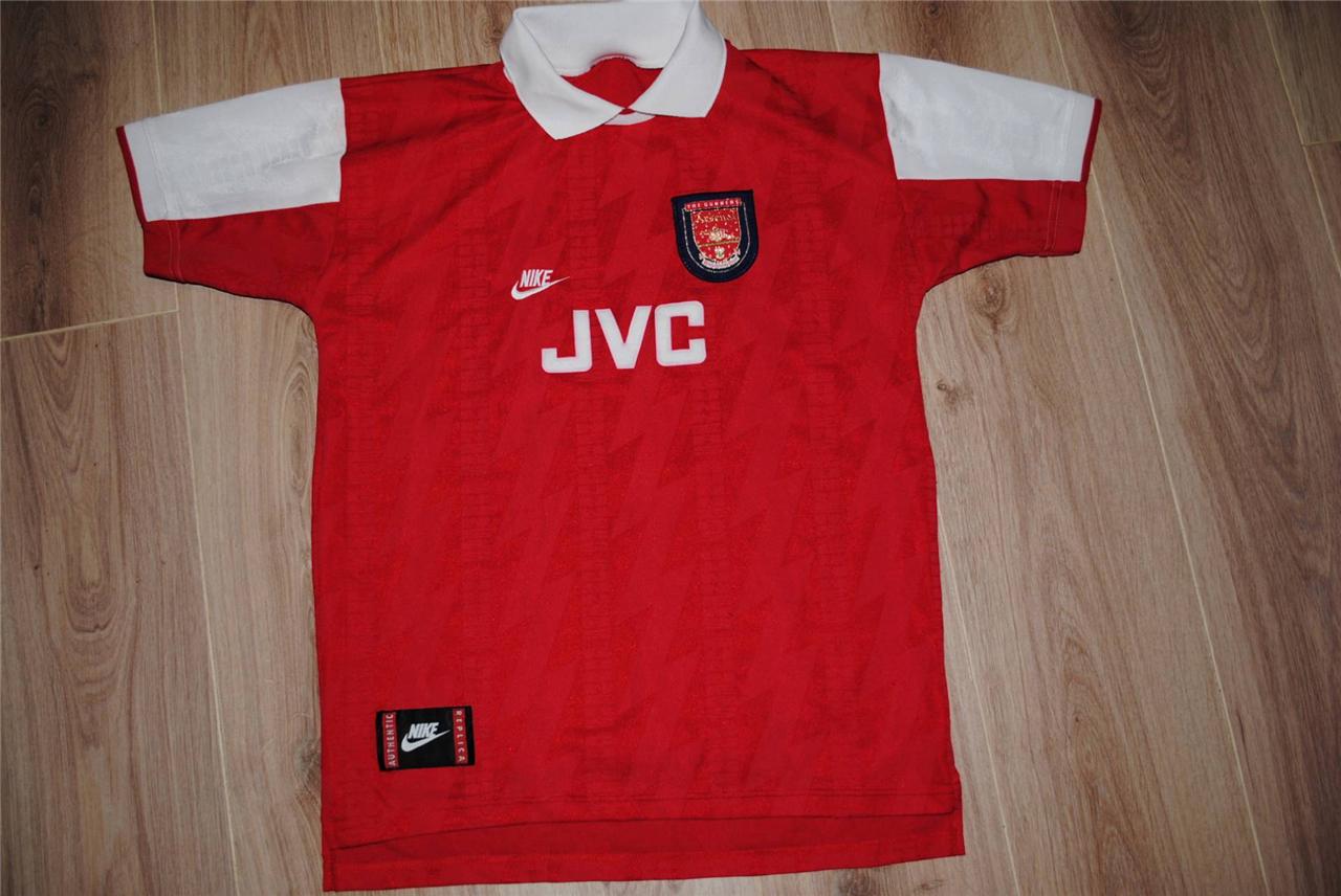 RARE VINTAGE ARSENAL FOOTBALL SHIRT 1994-95 NIKE HOME KIT JVC OLD GUNNERS BADGE | eBay