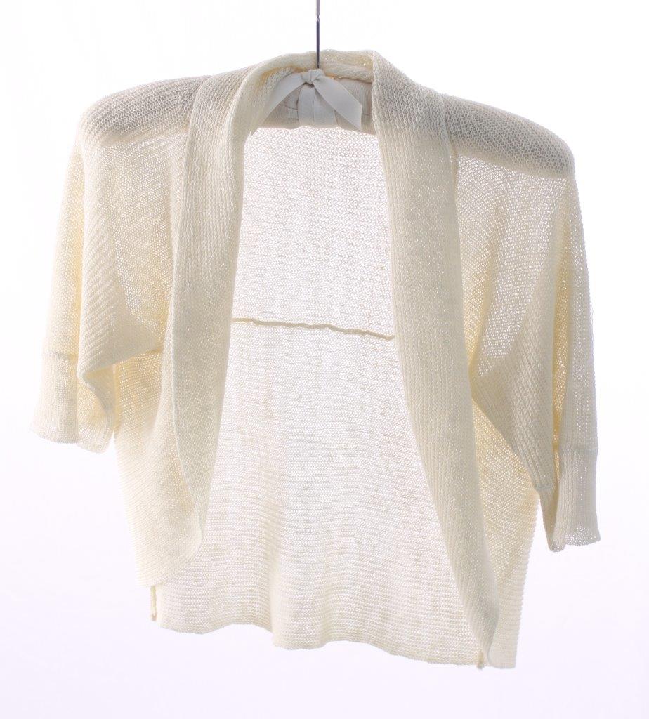 New York & Company Elbow Sleeve Linen Cropped Bolero Shrug Cardigan