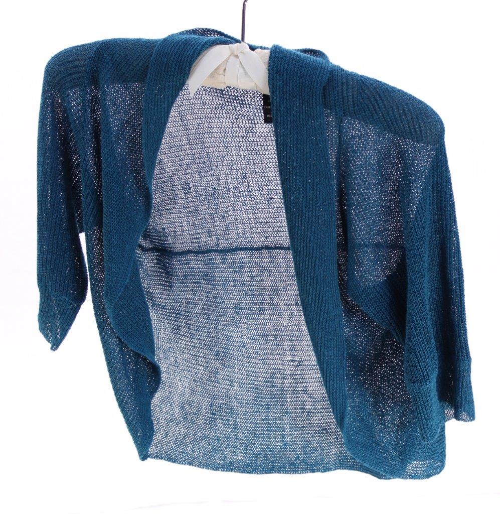 New York & Company Elbow Sleeve Linen Cropped Bolero Shrug Cardigan