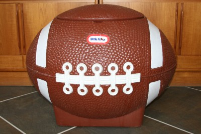 football shaped toy chest