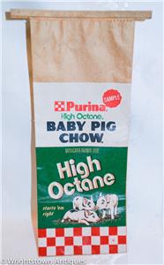 Vintage Purina Baby Pig Chow Sample Bag Advertising High Octane Piglets 