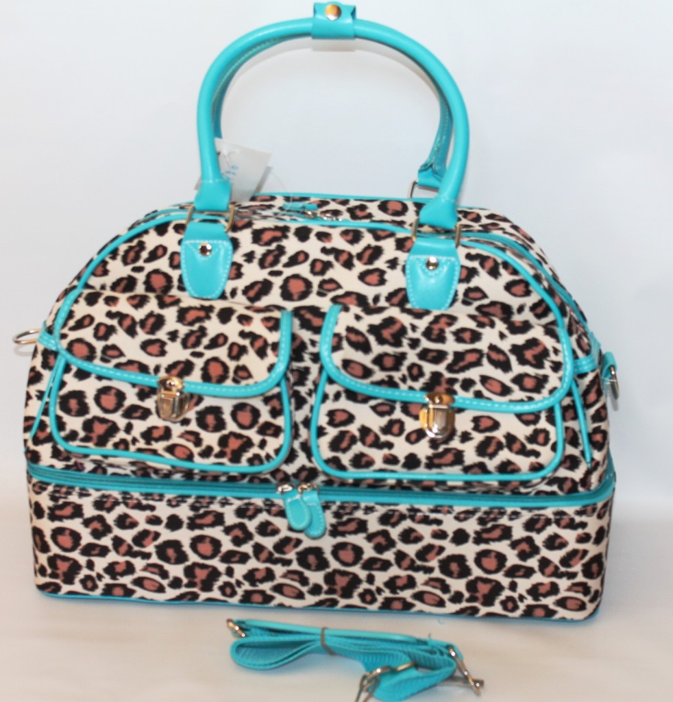 Leopard Print Duffle Bag Luggage Suitcase Pink Turquoise eBay