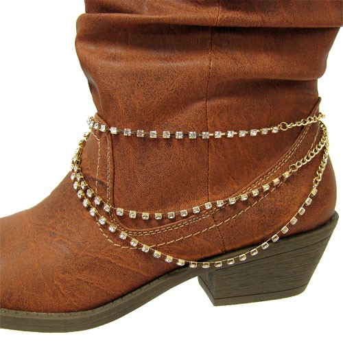 Multi Rhinestone Chain Western Cowgirl Cowboy Boot Jewelry Anklet Charm
