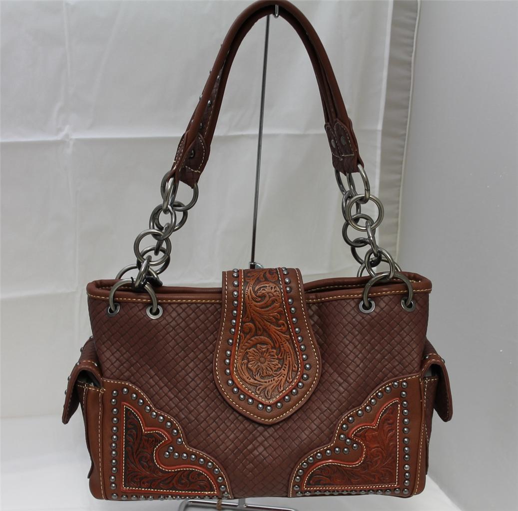 Montana West Concealed Gun Carry WeaveHandbag Pistol Pocket Purse