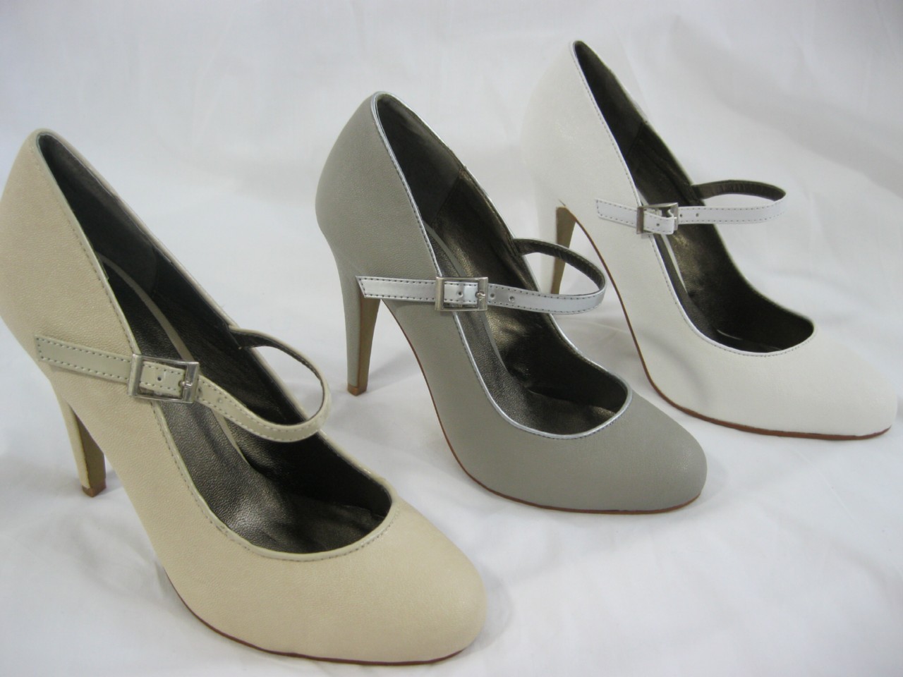 Rascal White / Cream / Grey Mary Jane Court Shoe 3 4 5 6 7 8 Cute