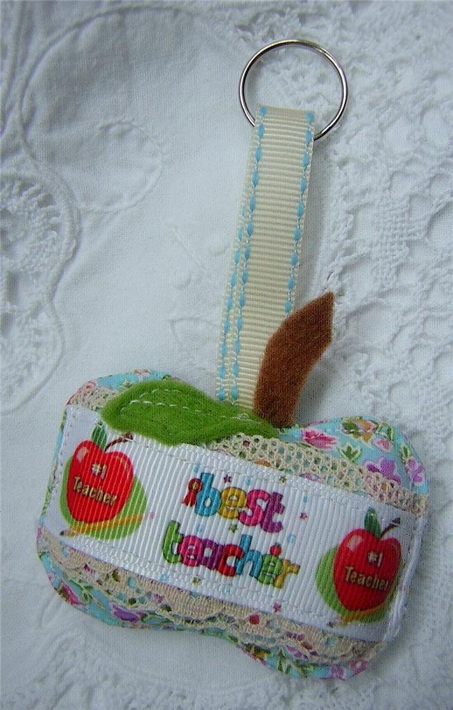 Thank You Teacher Key Ring Bag Charm Best Teacher Gift Fabric Handmade - Picture 13 of 13
