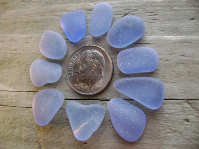 Authentic  Glass on Genuine Beach Sea Glass 10 Cornflower Blue Jewelry Quality   Ebay