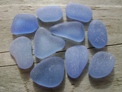 Authentic  Glass on Genuine Beach Sea Glass 10 Cornflower Blue Jewelry Quality   Ebay