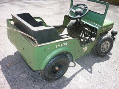 vintage army jeep pedal car
