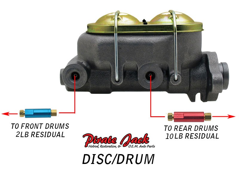 1" Bore Master Cylinder with Residual Valves for Under Floor Mount Disc