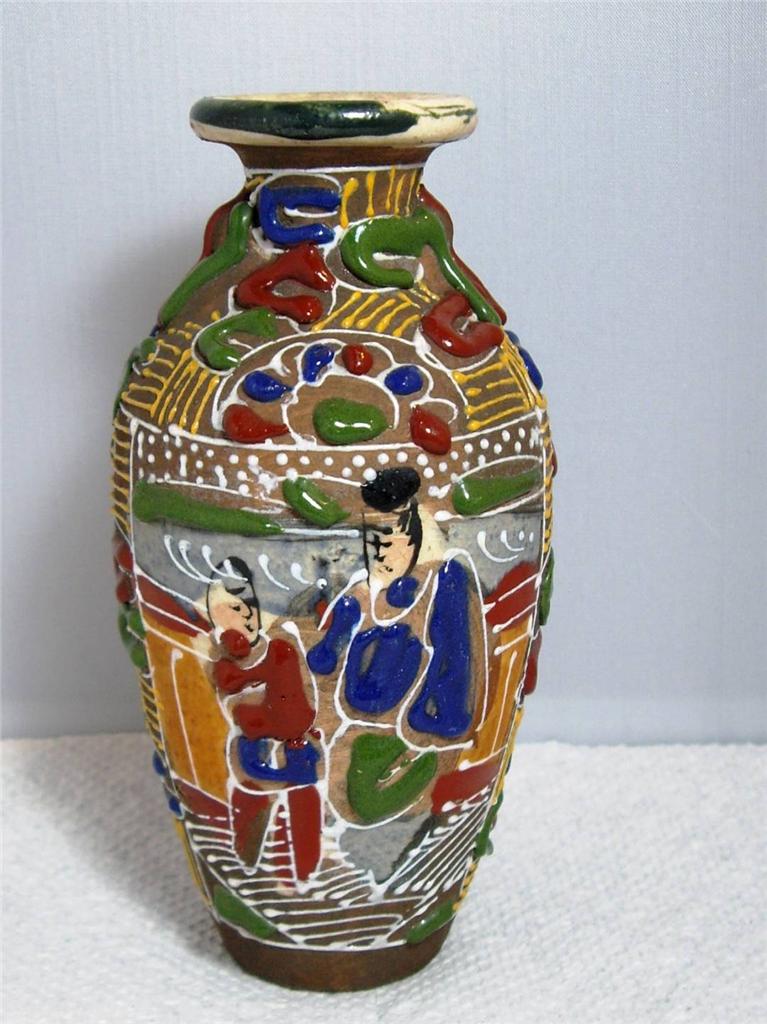 Colorful Vintage Japanese Moriage Miniature Vase 4 3 4" eBay