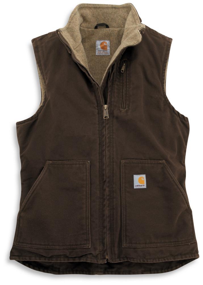 womens carhartt sandstone sherpa lined mock neck vest