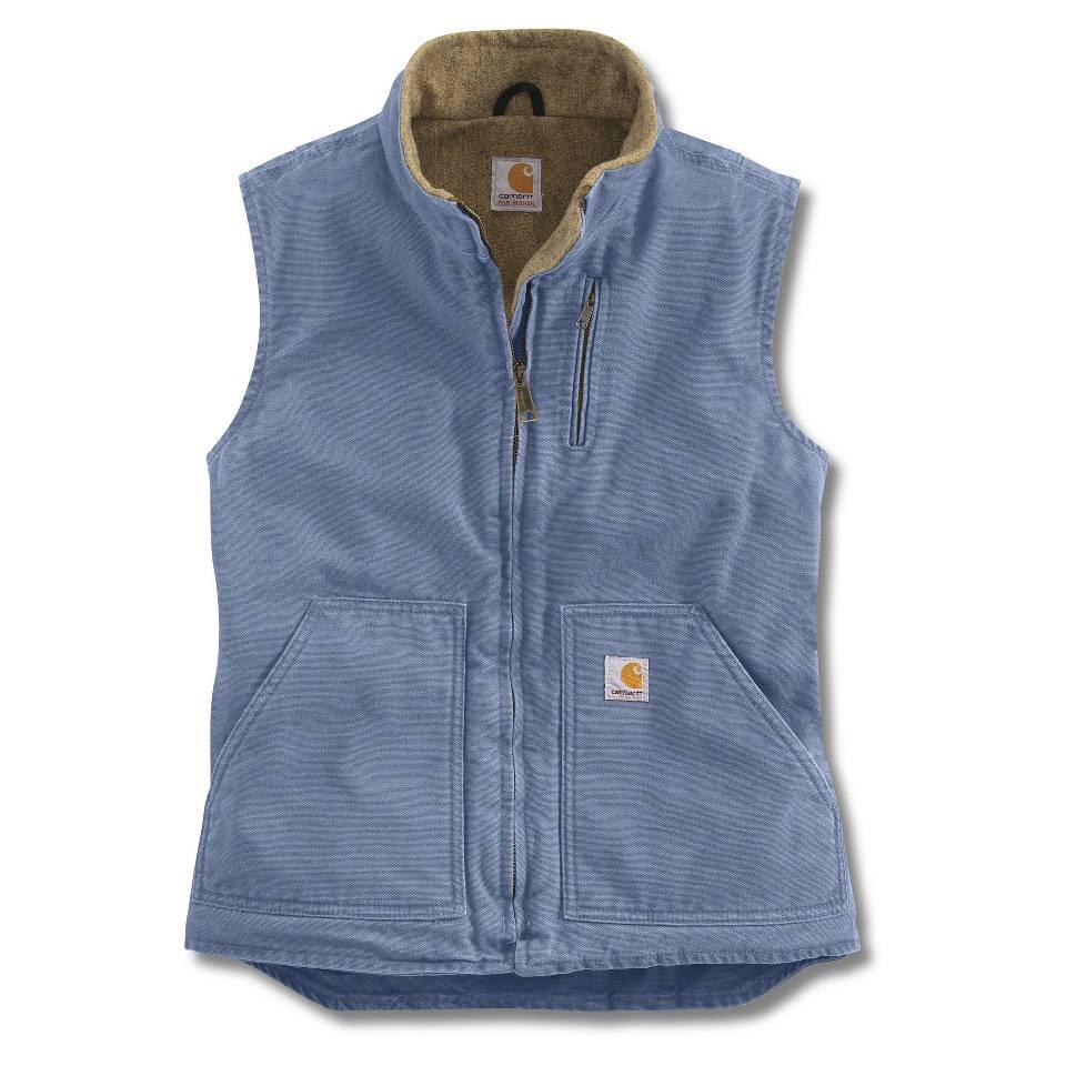 womens carhartt sandstone sherpa lined mock neck vest