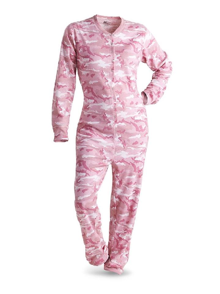 Womens CANYON Guide PINK CAMO Camouflage UNION SUIT "Rear Drop Flap