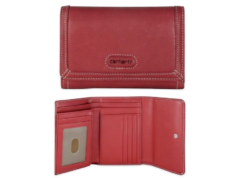 CARHARTT Womens Leather HARPER Clutch WALLET 6 x 4 RED BLACK TAN or