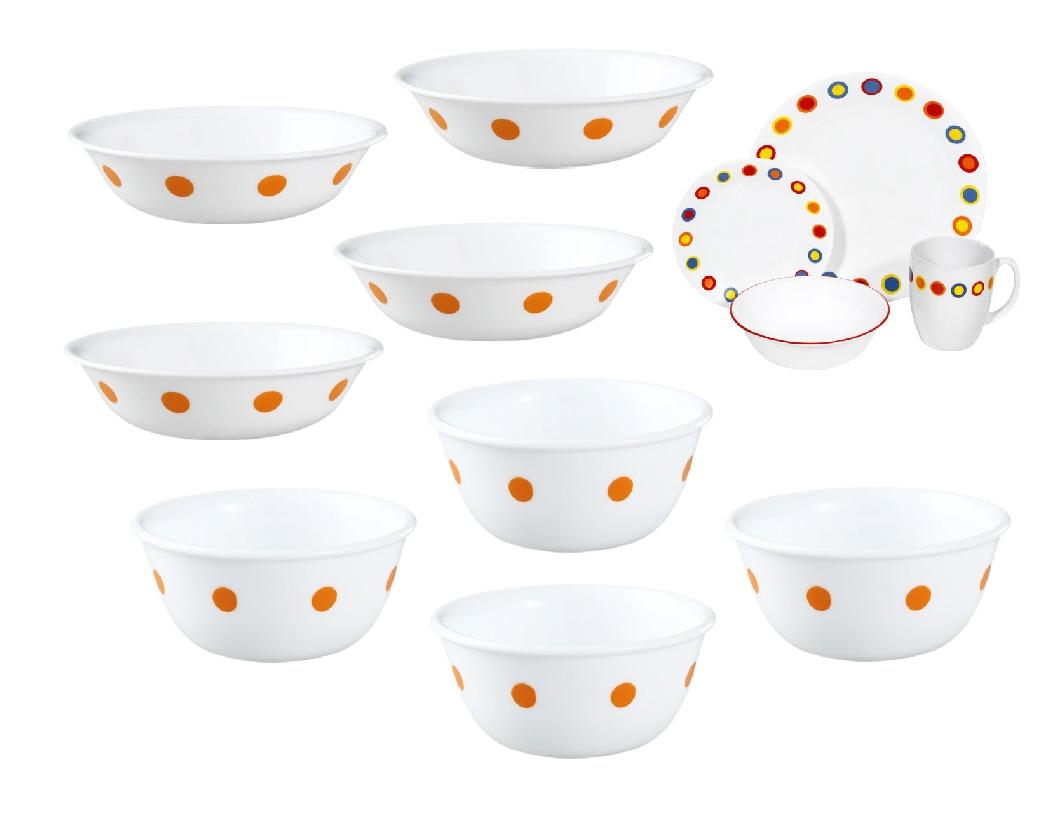 4 Corelle Hot Dots 10 oz Dessert or 6 oz Ramekin Bowls Bold Colorful