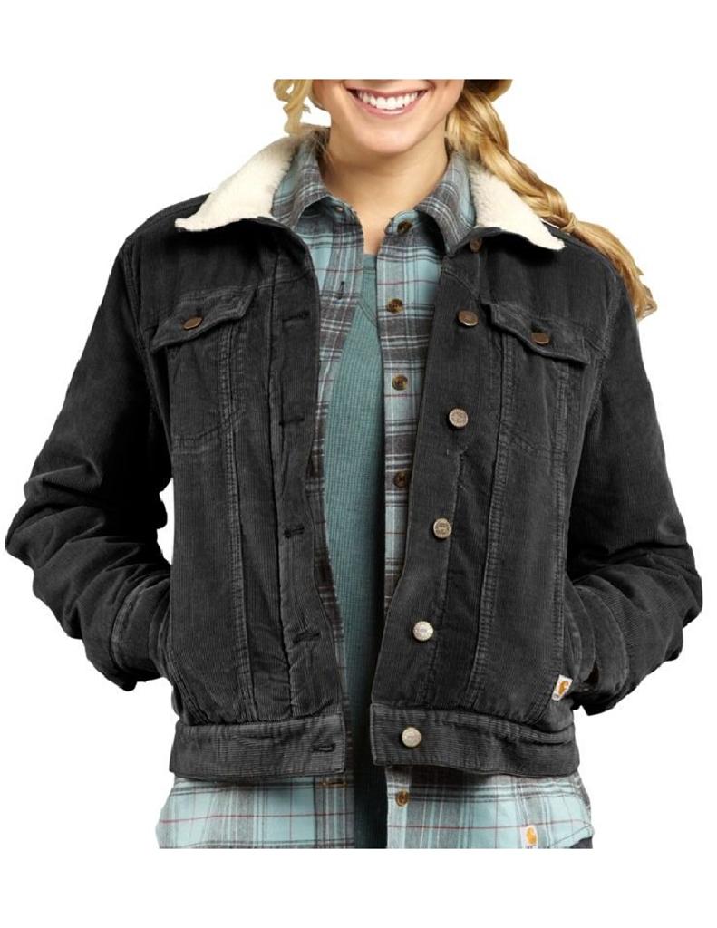 CARHARTT Women's SOUTHOLD Sherpa Corduroy JACKET *Black Sangria Honey