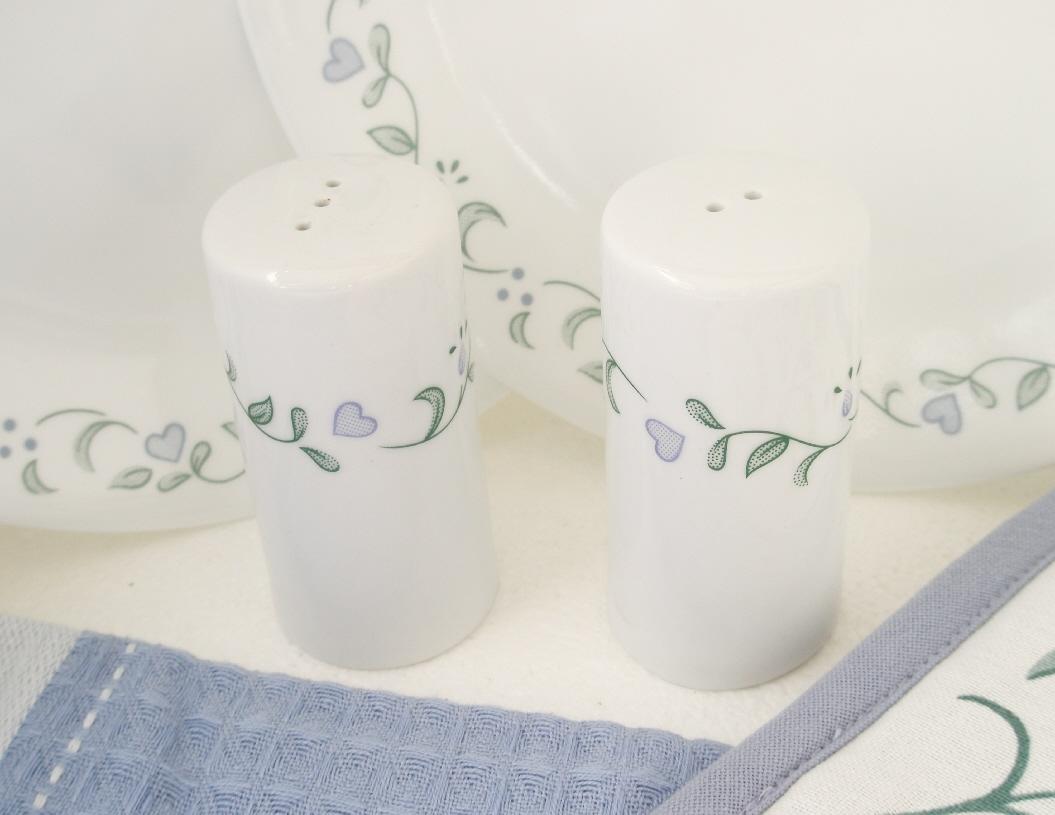 Corelle SALT & PEPPER SHAKERS 3 1/8 x 1 1/2 *Thick Heavy PORCELAIN